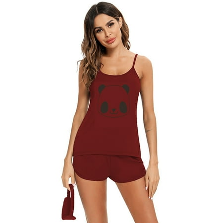 

Women s Pajama Set Cute Cartoon Cami Tank Strappy Top with Shorts PJs Set Casual Loungewear