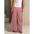 thumbnail image 5 of Woman Palazzo Wide Leg Pants High Waisted Drawstring Summer Fall Lounge Casual Flowy Trousers with Pockets Red XL, 5 of 9