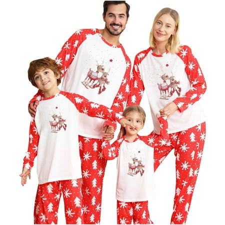 

Family Christmas Pajamas Parent-child Warm Christmas Set Printed Home Wear Pajamas Two-piece Mom Set