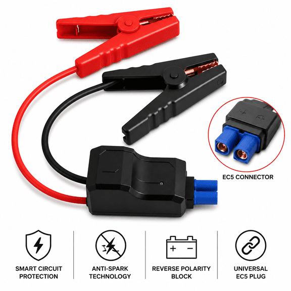 EC5 Car Jump Starter Smart Clamp Cable, 12V Battery Booster Jumper Lead
