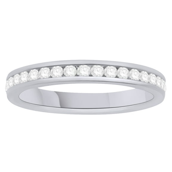 AFFY White Natural Diamond Eternity Anniversary Ring In 14k White Gold (0.5 Cttw)-4