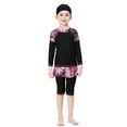 thumbnail image 2 of LYMAYTER 2-14T Kids Toddler Girls Rash Guard Swimsuits Set 3 Piece Long Sleeve Rash Guard Swimwear with Hat Baby UPF50+ Sun Protection Beach Bathing Suit, 2 of 11