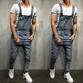 thumbnail image 3 of QQAMB Men's Jumpsuit Suspender Pocket Overall Pants Broken Trousers Wash Casual Jeans Men's Pants Athletic Fit Blue 2XL, 3 of 8
