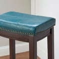thumbnail image 6 of Linon Cessford 32" Backless Indoor Bar Stool, Dark Brown with Blue Faux Leather, Includes 1 Stool, 6 of 12