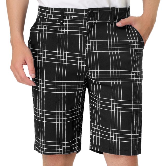 Pantalones cortos de teescocede verano pahombre Pantalones cortos chinos de negocios con frente plano ajustados Negro 38