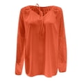 thumbnail image 5 of Olyvenn Dressy Tops Gifts for Womens Fall Fashion 2023 Long Sleeve Shirts Tie up Neck Sweatshirts Teen Girls Trendy Clothing Oversized T Shirts Solid Color Pullover Orange 10, 5 of 5