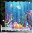 thumbnail image 4 of Ambesonne Ocean Shower Curtain, Marine Life Fish Moss, 69"Wx75"L, Multicolor, 4 of 5