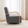 thumbnail image 6 of Newest 360° Swivel Accent Chair with Solid Wood Armrests, Channel Tufted PU Lounge Chair & Sinuous Spring,Charcoal, 6 of 10