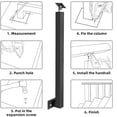thumbnail image 2 of Set of 2 stair railing posts for front mounting, 270° adjustable metal railing posts, stair railings with screw set for terrace, balcony and veranda, 2 of 6