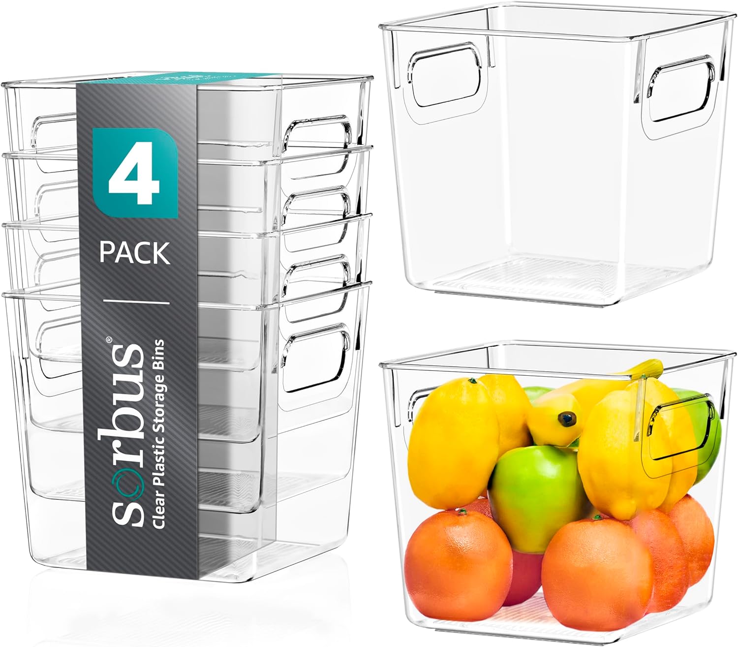 Sorbus Clear Storage Bins Set of 4, Multi-Purpose Organizers photo 1