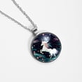thumbnail image 4 of Starry Unicorn Glass Design Circular Pendant Women's Necklace, 4 of 5