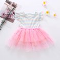 thumbnail image 3 of Toddler Baby Girls Ruffles Striped Print Star Tulle Princess Dress Active Dresses Fall Dress, 3 of 8