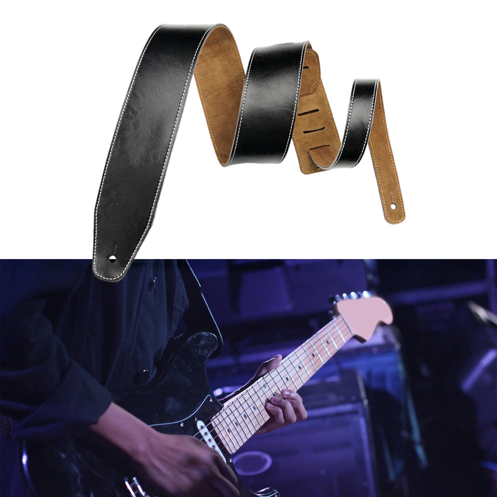 Guitar Shoulder Strap Adjustable Soft Leather Guitar Strap Thicken Shoulder Belt for Electric Acoustic Guitar Bass