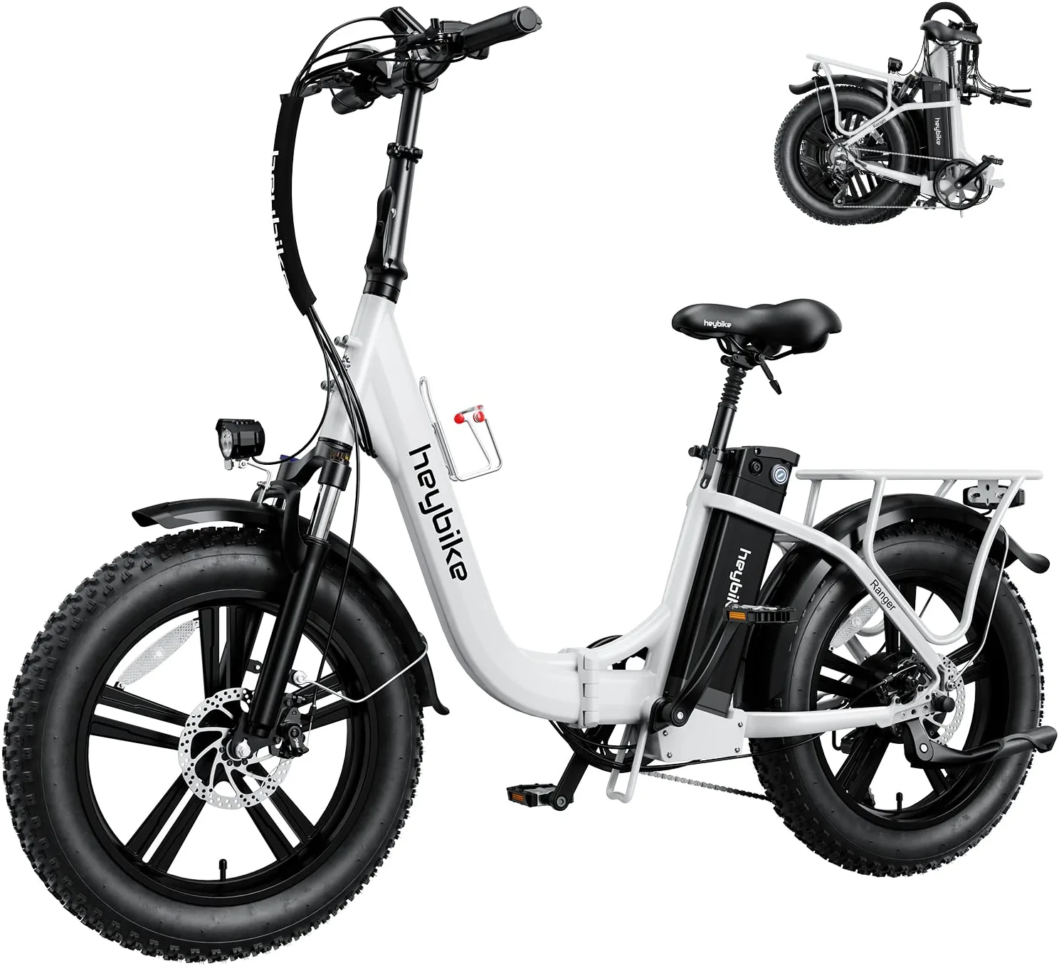 tør annoncere Bliver til Heybike Ranger Folding Electric Bike, 500W Fat Tire Ebike with 48V 15Ah  Removable Battery, Hey Bike 20" x 4.0 Step-Thru Electric Bicycle for Adults  with Dual Shock Absorber - Walmart.com