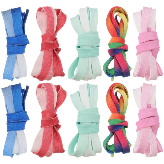 Troglfold 5 Pairs 120CM Sturdy Gradient Color Flat Shoelace Canvas Shoes White Shoes Lace