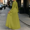 thumbnail image 3 of Gytharion Women's Stand Collar Maxi Dresses Long Sleeve Pleated Button Down Dresses Solid Color Loose Dresses, 3 of 4