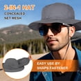 thumbnail image 5 of IC ICLOVER Mosquito Mesh Sun Hat with Hidden Sunproof Netting, Wide Brim Outdoor Cap Bee Bug Protection for Fishing Hiking Gardening, Gray, 5 of 7
