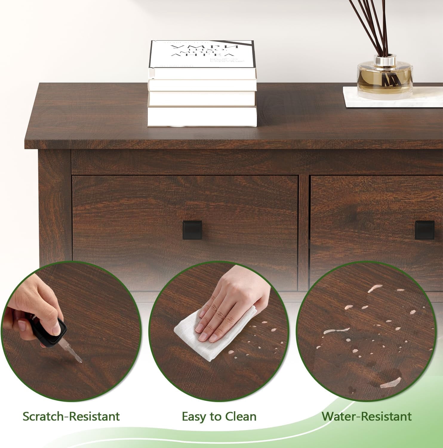 LAZZO 7-Drawer Dresser, Farmhouse Wooden Chest of Drawers for Bedroom Living Room and Hallway, Brown