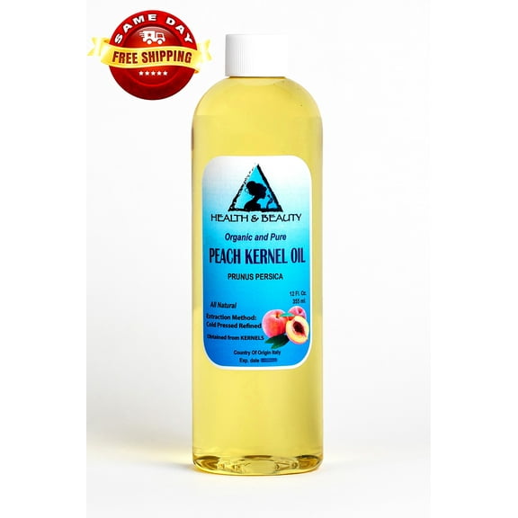 PEACH KERNEL OIL ORGANIC REFINED COLD PRESSED PREMIUM FRESH 100% PURE 12 OZ