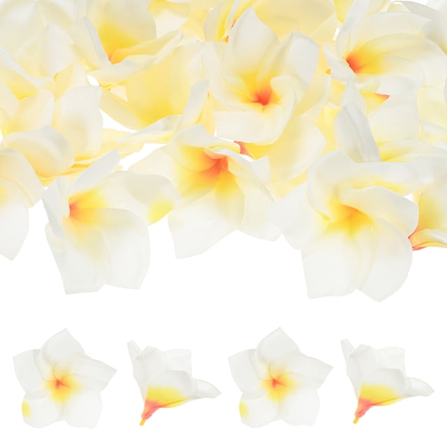 Uxcell 30-Pack Cabezas de Flores Plumeria Artificiales, 3.94"/ 10cm Flores Plumeria Falsas de Seda para Manualidades DIY, Blancas
