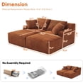 thumbnail image 2 of Aukfa Oversized Double Chaise Lounge Modular Boneless Couch for Living Room, 2 Cup Holders, 4 Pillows, Corduroy, Orange, 2 of 8