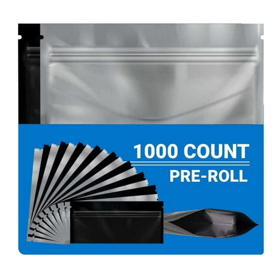Loud Lock Mylar Bags 1000 Count 4.125" x 3.35" All Black - Resealable Food Storage Mylar Bags