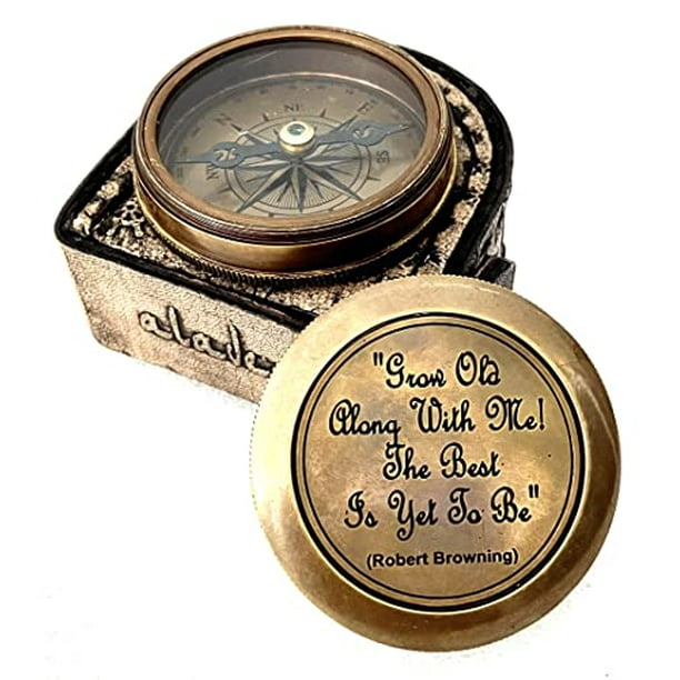 Gift for Husband Wife - Brass Compass 2&quot; | Engraved Quote Birthday