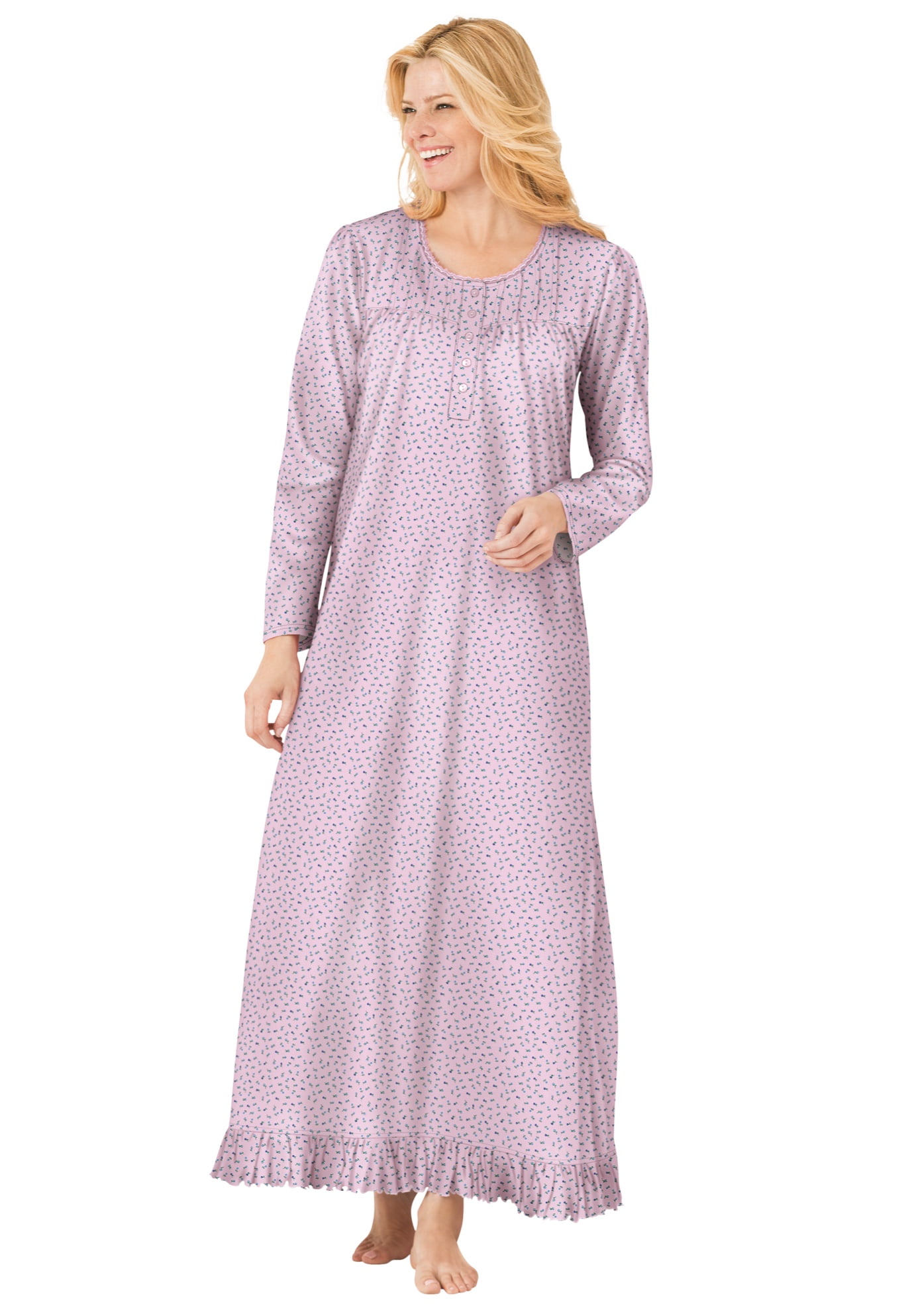Long Sleeve Gown Nightgown - Walmart 