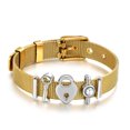 thumbnail image 1 of Brazalete ajustable con hebilla rosa y malla de acero inoxidable para mujer, moderno y versátil, 1 of 6