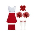 thumbnail image 2 of iiniim Tenues de Pom-Pom Girl pour Filles Enfants Uniformes de Cheerleading pour Filles du Secondaire Robe de Danse à Paillettes avec Pompons B Rouge 8, 2 of 5