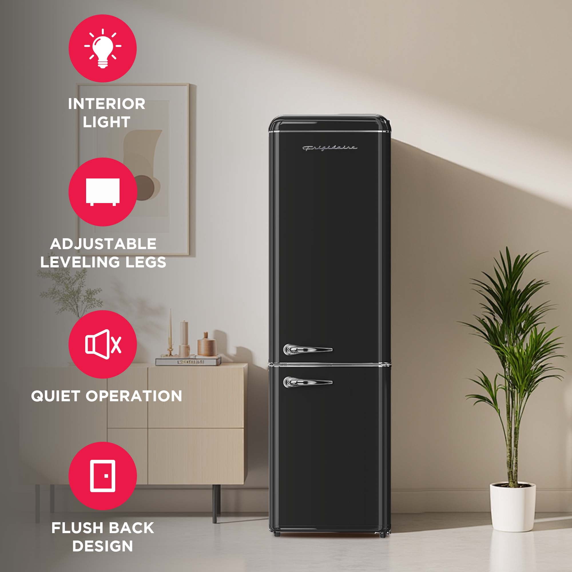 Frigidaire 9.0 Cu. ft. Bottom Mount Retro Refrigerator, Apartment Size Compact Fridge in Black