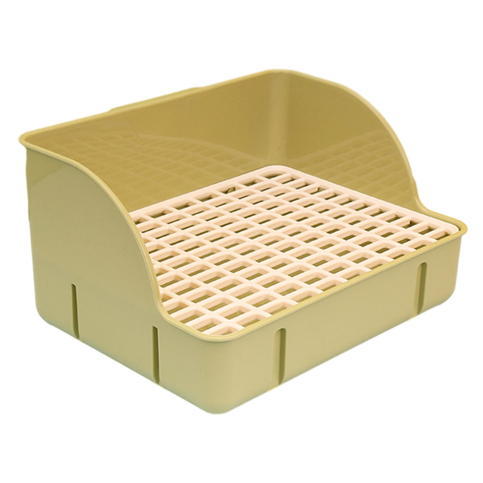 Menolana Rabbit Corner Litter Pan 29x22x15.5cm Potty Trainer Corner Toilet Box for Guinea Pigs Chinchillas Cage Accessories green pp mesh