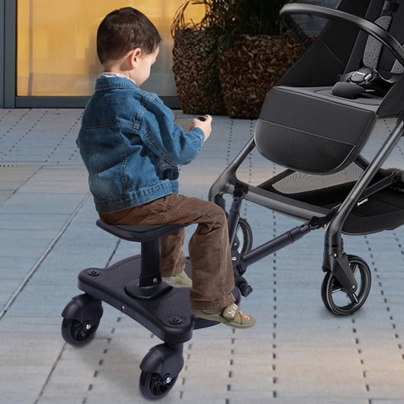 FOGGBET Universal Buggy Board Kiddyboard Mit Sitz Trittbrett Rollbrett Für Kinderwagen