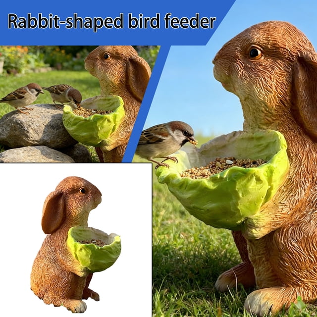 KoiLife Bird Feeders for Outdoors Wild Bird Feeders Cardinal Bird Feeder Bird Feeder Tray Unique Bird Feeder 8" Multicolor Rabbit Shaped Hanging Bird Feeder
