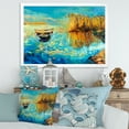 thumbnail image 3 of Orange Trees With Turquoise Lake During Sunset 40 in x 30 in Framed Painting Canvas Art Print, by Designart, 3 of 4