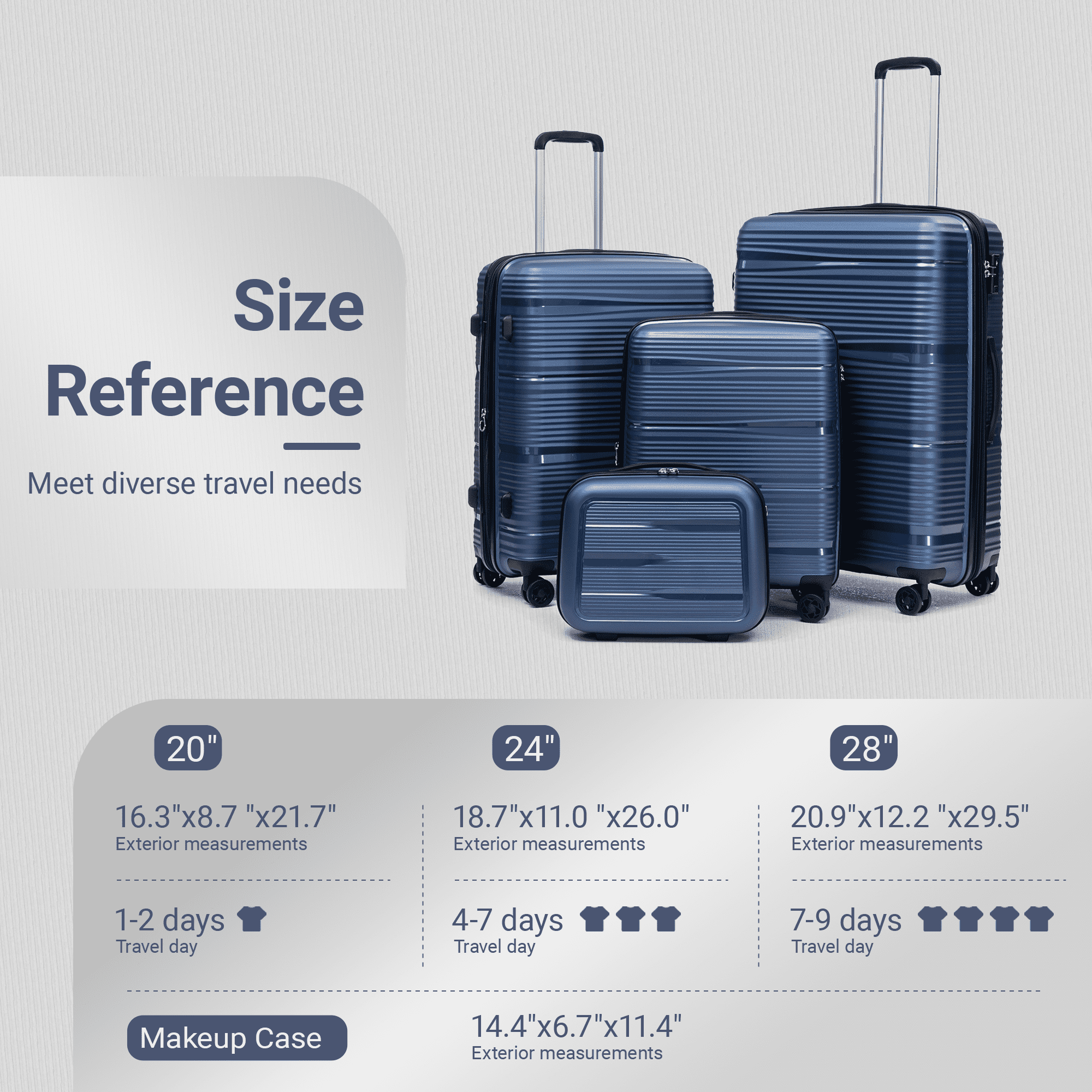 Rosamo 4 Piece Hardside Luggage Set, 20/24/28 Inch Expandable Spinner Suitcase with TSA Lock, Lightweight Rolling Luggage Set, Airline Approved Carry on & Checked Luggage for Family Business Travel