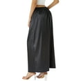 thumbnail image 3 of Springcmy Women's Satin Half Slips Underskirt Elastic Waist Trim Lace Long Half Slips Skirt for Under Dress Slip, 3 of 5