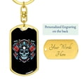 thumbnail image 3 of Skull With Samurai Helmet Keychain Dog Tag Stainless Steel or 18k Gold, 3 of 8