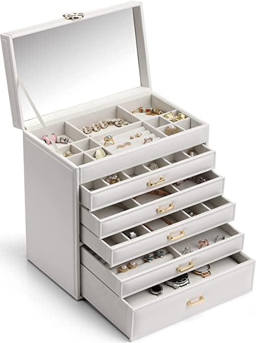 Vlando 6 Tier Huge Jewelry Boxes & Organizers for Mothers Day Gift