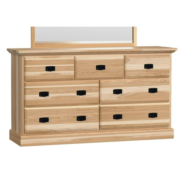 A-America Amish Highlands 7 Drawer Dresser & Mirror, Natural
