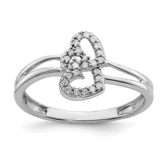 Sterling Silver Diamond Heart Ring - .10 dwt - Size 7 - Measures 2mm Wide