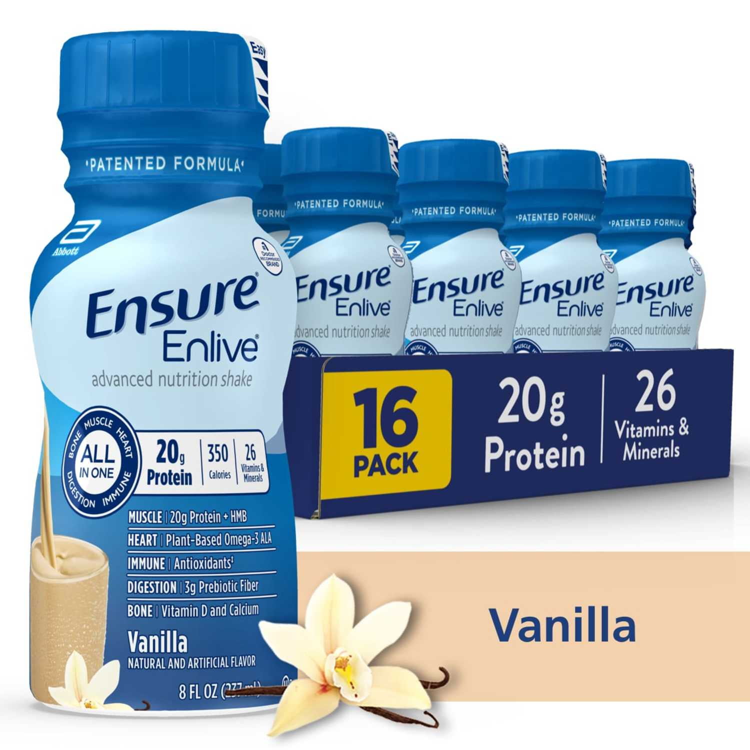 Ensure Enlive Nutritional Shake, 20g Protein, Vanilla, 8 fl oz, 16 count