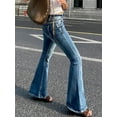 thumbnail image 5 of Aprpith Women's Flare Jeans Stretch Retro Denim With  Silhouette Mid Rise Bootcut Trousers for Regular Sizes, 5 of 8