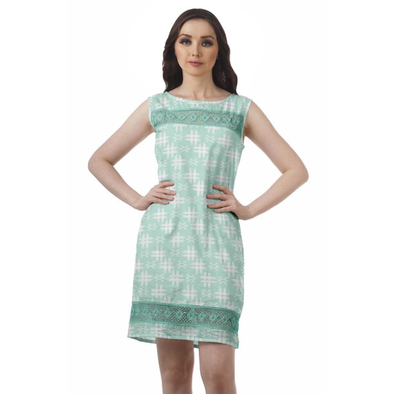 Moomaya Women Plus Size Lace Summer Tunic Dress Sleeveless Women Mini Dress