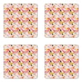 thumbnail image 1 of Abstract Coaster Set of 4, Contemporary Style Flower with Patchwork Polka Dots Geometric Stripe Vibrant Print, Square Hardboard Gloss Coasters, Standard Size, Multicolor, by Ambesonne, 1 of 2