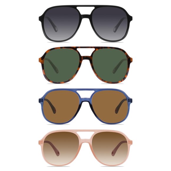 YDAOWKN Gafas de sol de aviador cuadradas retro para mujer y hombre, gafas de sol vintage de los años 70 con doble puente