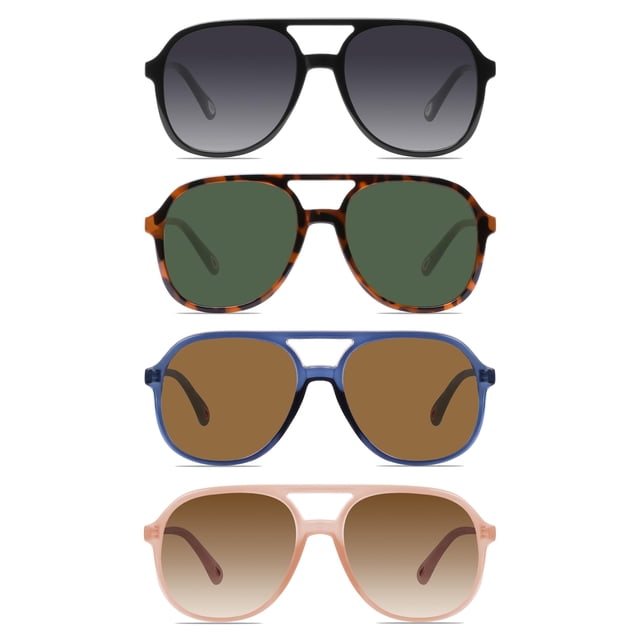 YDAOWKN Gafas de sol de aviador cuadradas retro para mujer y hombre, gafas de sol vintage de los años 70 con doble puente