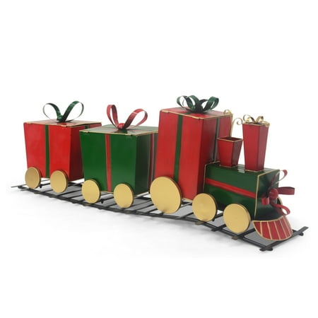 Indoor Holiday Decoration Iron Christmas Train with Gift Box Carriages