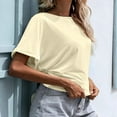 thumbnail image 5 of Timegard Tops for Women Crewneck Short Sleeve Back Split Loose Comfy Tops Tee Casual Solid Color Blouse, 5 of 7