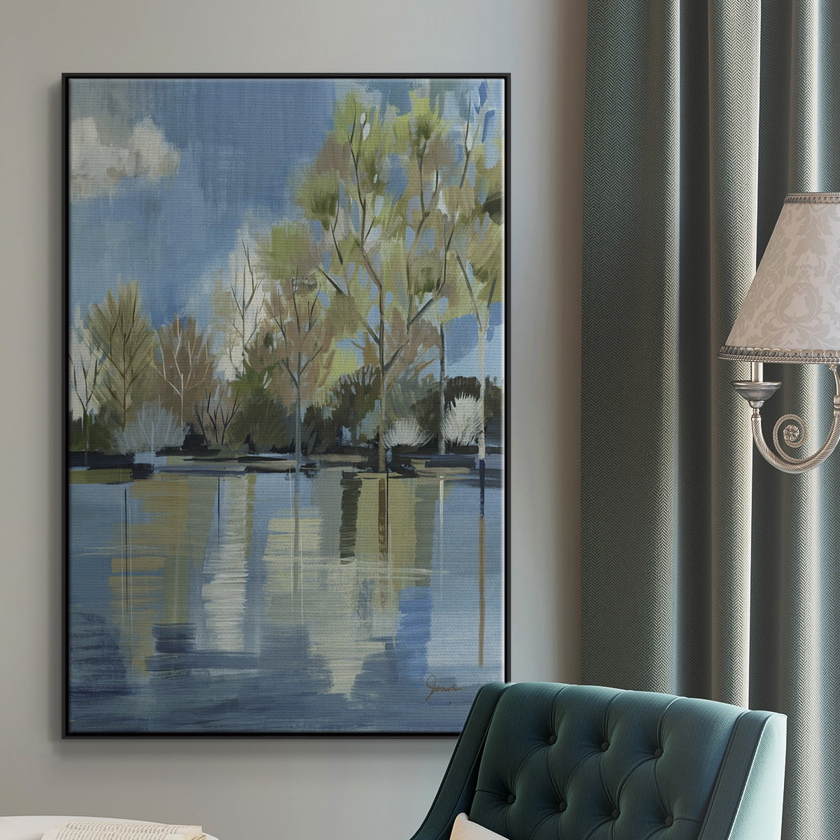 Enchanted Forest I Framed Premium Gallery Wrapped Canvas - Ready to Hang - 25 x 37 - Black Floating Frame
